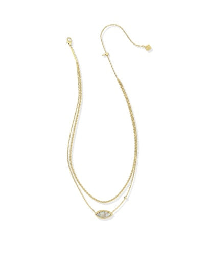 Ophelia Multi Strand Necklace Gold Iridescent Abalone - Southern Belle Boutique