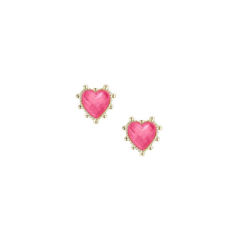Adorned Heart Stud Earring in Pink Enamel - Southern Belle Boutique