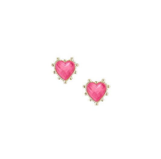 Adorned Heart Stud Earring in Pink Enamel - Southern Belle Boutique