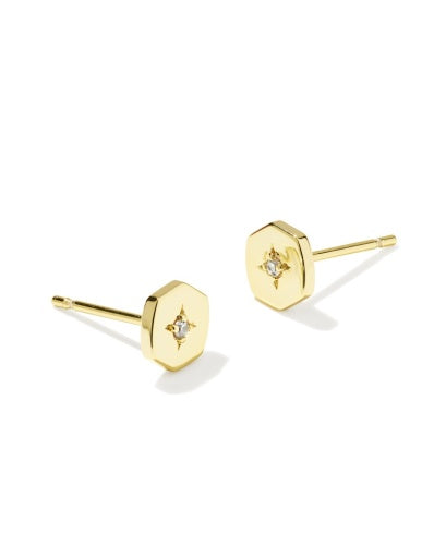 Arlene Stud Earring Set Gold White Cz
