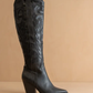 The Bronco Black Knee High Western Boot