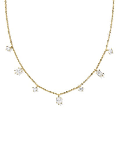 Cailin Delicate Strand Necklace Gold White Cz - Southern Belle Boutique