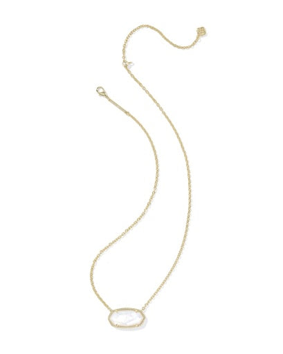 Elisa Statement Short Pendant Necklace Gold Ivory Mother Of Pearl