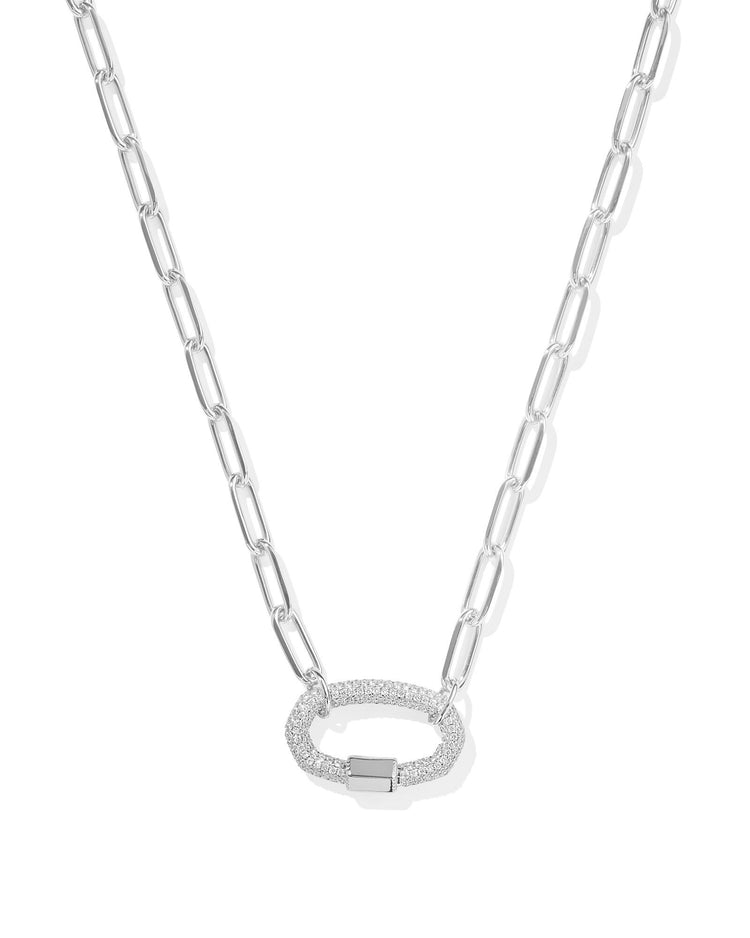 Emery Link And Chain Necklace - Silver White Crystal