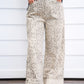 Leopard Straight Leg Cuffed Jeans