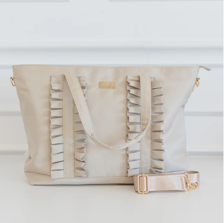 Ruffled Nylon Tote Bag - Nude - Southern Belle Boutique