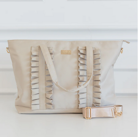 Ruffled Nylon Tote Bag - Nude - Southern Belle Boutique