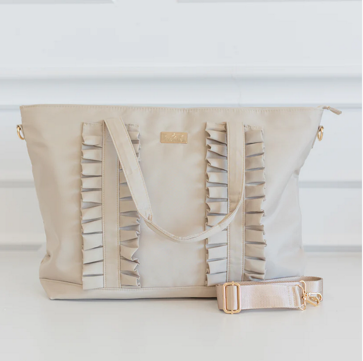 Ruffled Nylon Tote Bag - Nude