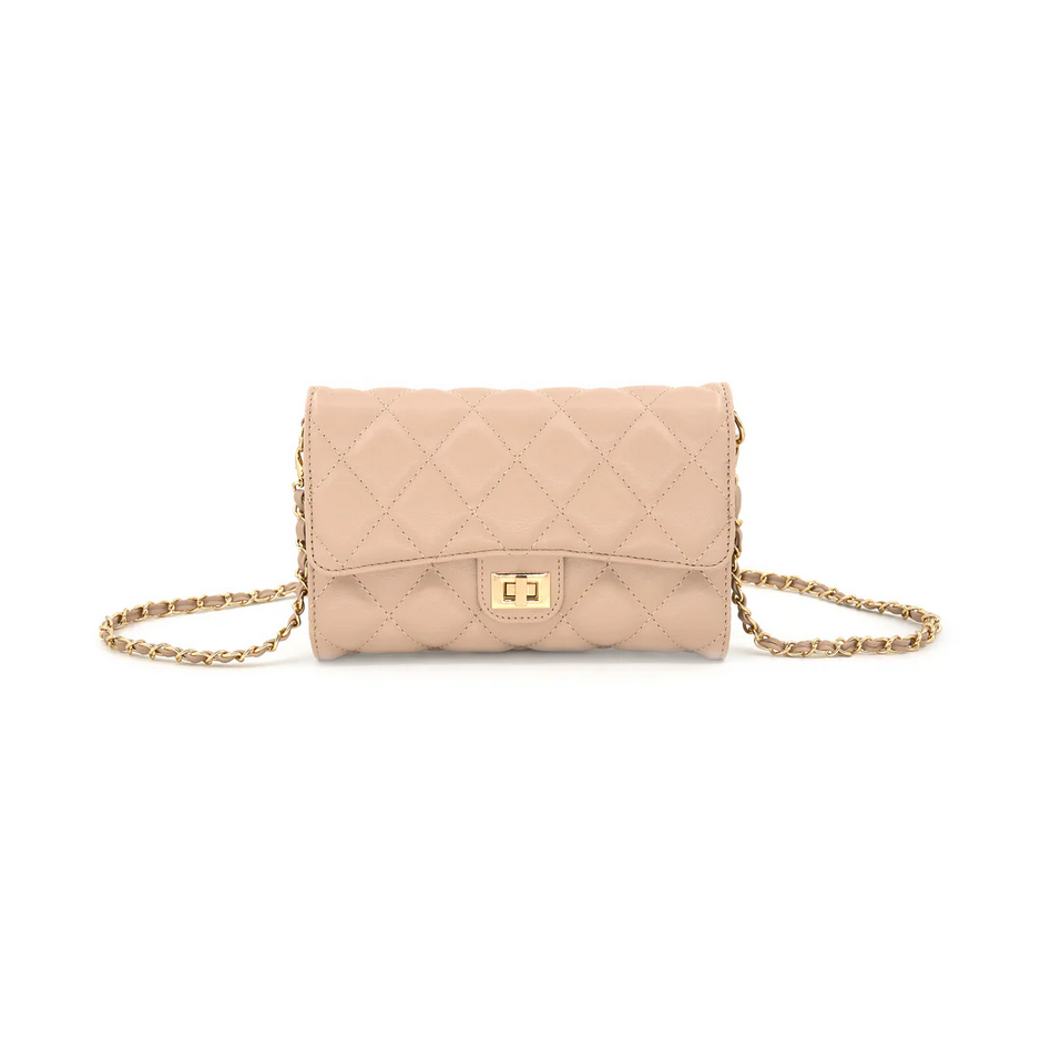 Quilted Crossbody - Beige - Southern Belle Boutique
