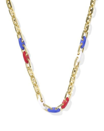 Bailey Chain Necklace - Gold Red White Mix