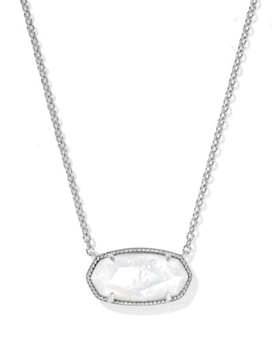 Elisa Statement Short Pendant Necklace Silver Ivory Mother Of Pearl
