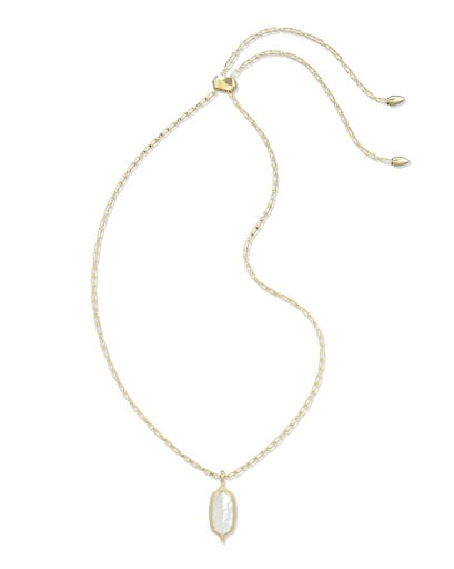 Dani Stepped Frame Long Pendant Necklace - Gold Ivory Mother Of Pearl - Southern Belle Boutique