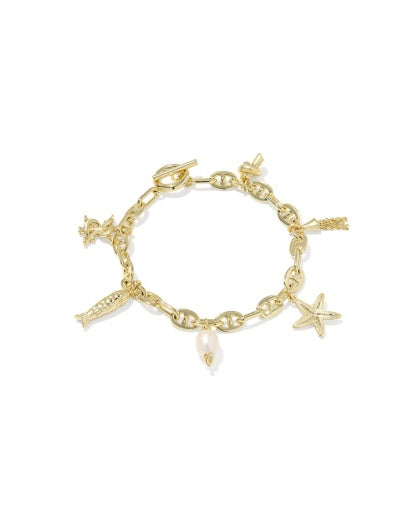 Parker Charm Bracelet Gold Freshwater Cultured Pearl - Southern Belle Boutique
