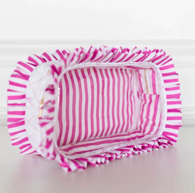 Goldie Girl Bows Ruffled Nylon Large Clear Pouch