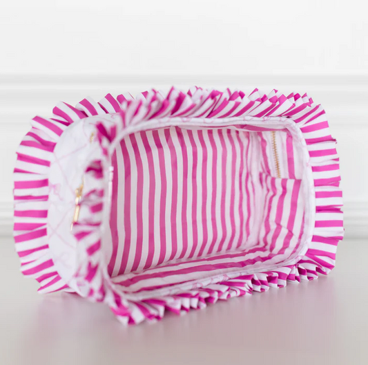 Goldie Girl Bows Ruffled Nylon Large Clear Pouch - Southern Belle Boutique