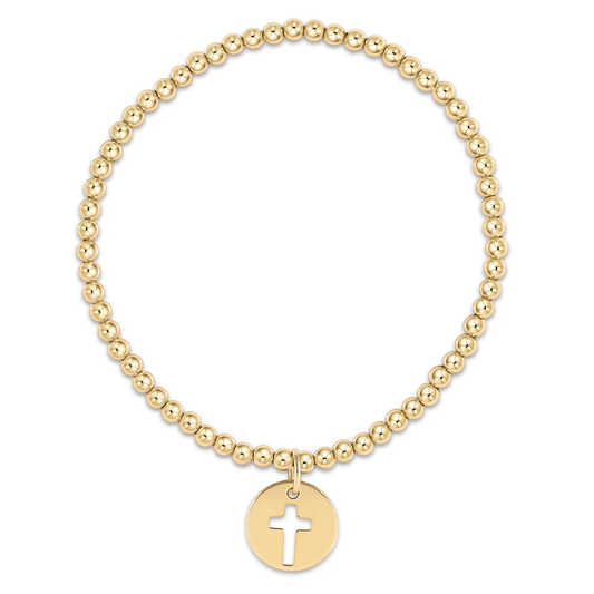 Girl Classic Gold 3mm Bead Bracelet - Blessed Gold Disc - Southern Belle Boutique