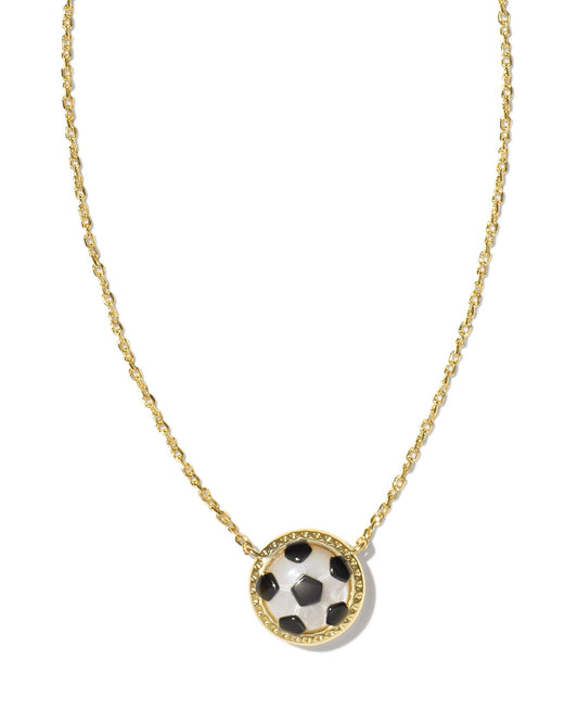 Soccer Short Pendant Necklace Gold Ivory Mother Of Pearl - Southern Belle Boutique