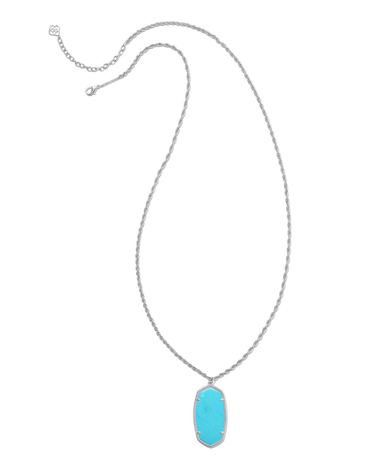 Rae Long Pendant Necklace Silver Turquoise Magnesite - Southern Belle Boutique