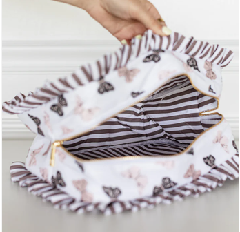 Butterfly Ruffled Nylon Medium Pouch