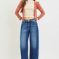 Risen Slouchy Cropped Barrel Jeans with Embroidered Hem