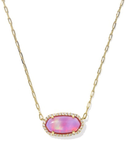 Necklace with a pink pendant on a white background
