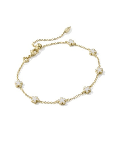 Jane Delicate Chain Bracelet - Gold White Enamel - Southern Belle Boutique