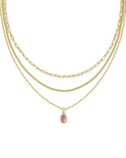 Mini Elisa Triple Strand Necklace Gold Azalea Illusion - Southern Belle Boutique