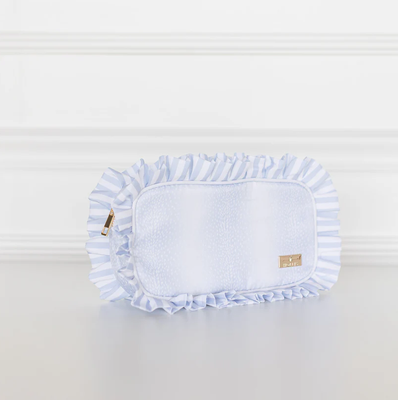 Blue Fawn Ruffled Nylon Medium Pouch