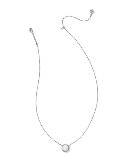 Volleyball Short Pendant Necklace Silver White Mother Of Pearl - Southern Belle Boutique