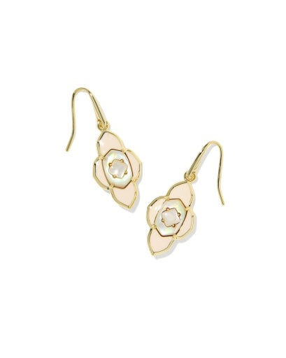 Abbie Medallion Small Drop Earrings Gold Neutral Mix - Southern Belle Boutique