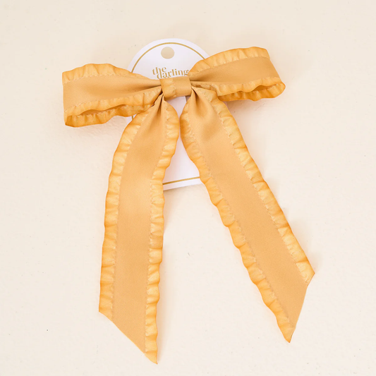 Ruffle Hair Bow - Mustand