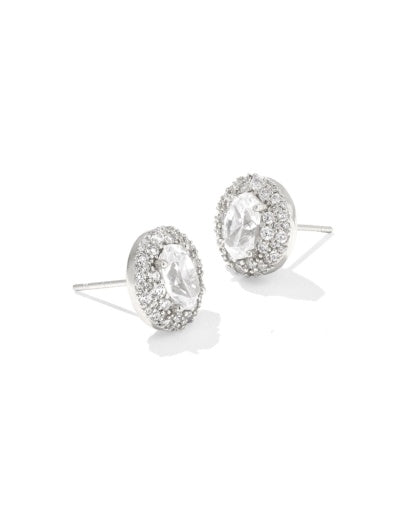 Bella Stud Earrings Silver White Cz
