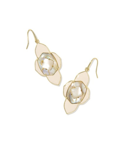 Abbie Medallion Drop Earrings Gold Neutral Mix - Southern Belle Boutique