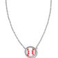 Baseball Short Pendant Necklace Silver Ivory Mother Of Pearl - Southern Belle Boutique