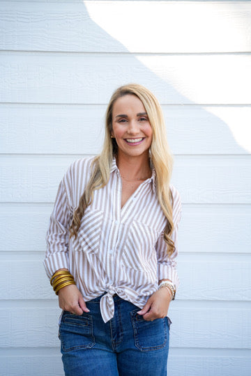 Time Will Tell Taupe Shirt
