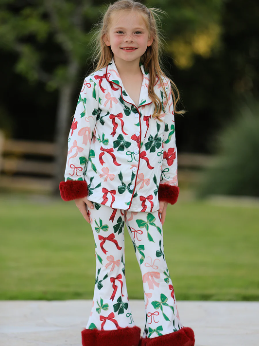 Holiday Bow Christmas Pajama Set