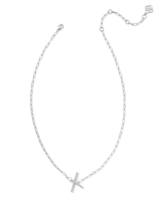 Pearl Initial X Short Pendant Necklace - Silver - Southern Belle Boutique