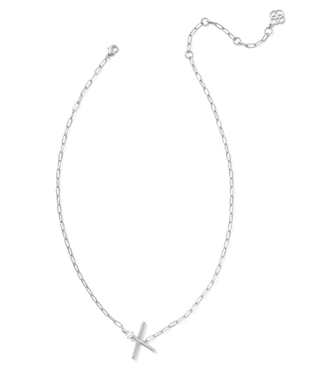 Pearl Initial X Short Pendant Necklace - Silver - Southern Belle Boutique