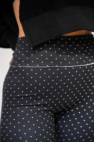 Black Polka Dot High Waist Flare Pants