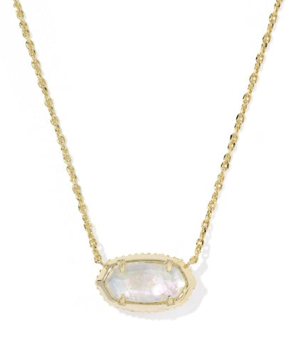 Elisa Bow Short Pendant Necklace Gold Iridescent Crystal Ivory Illusion - Southern Belle Boutique