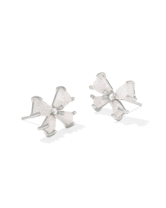 Blair Bow Small Stud Earring Silver Iridescent Drusy