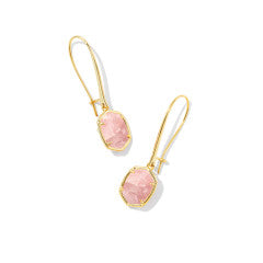 Daphne Wire Drop Earrings - Gold Rose Quartz - Southern Belle Boutique