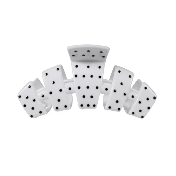 Classic Medium Claw Clip - White Polka Dot Party