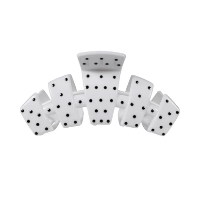Classic Medium Claw Clip - White Polka Dot Party
