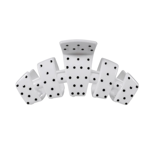 Classic Medium Claw Clip - White Polka Dot Party