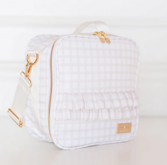 Plaid Ruffled Nylon Lunchbox - Nude - Southern Belle Boutique