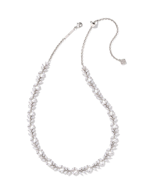 Rosalie Tennis Necklace - Silver White Crystal