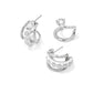 Jane Huggie Earrings - Silver White Enamel - Southern Belle Boutique