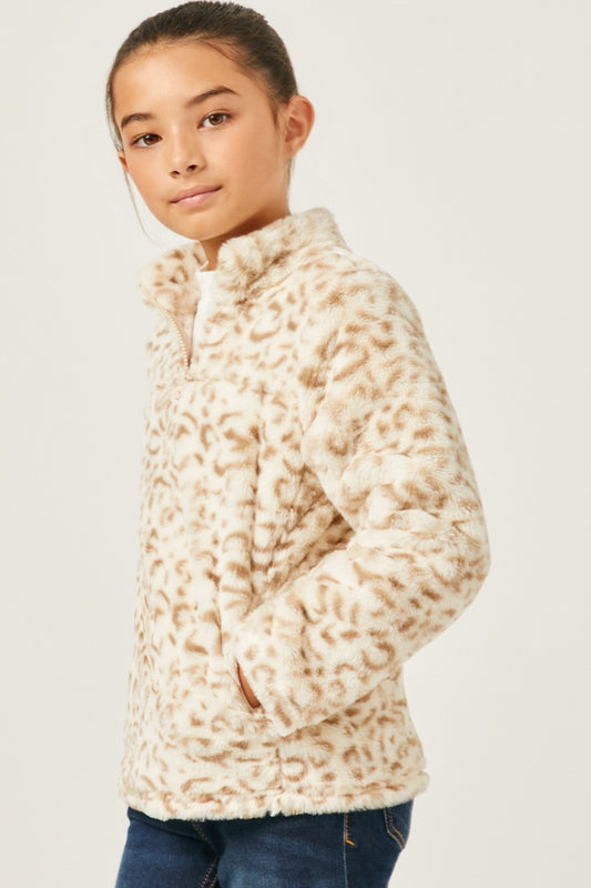 Leopard Print Fleece Pullover