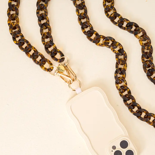 Hold the Phone Crossbody Chain-Tortoise - Southern Belle Boutique
